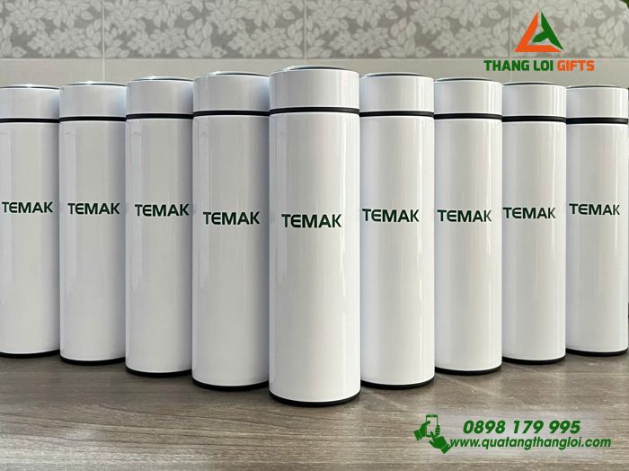 Bình Giữ Nhiệt Màu Trắng - In Logo Doanh Nghiệp TEMAK