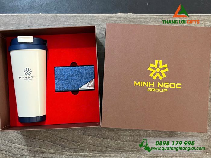 Bộ Quà Tặng (Ly Giữ Nhiệt & Hộp Đựng Namecard) - In Khắc Logo Doanh Nghiệp Minh Ngọc Group 