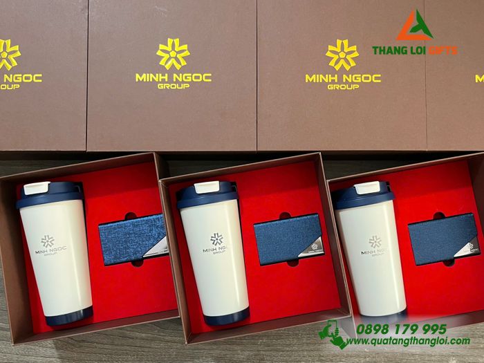 Bộ Quà Tặng (Ly Giữ Nhiệt & Hộp Đựng Namecard) - In Khắc Logo Doanh Nghiệp Minh Ngọc Group 