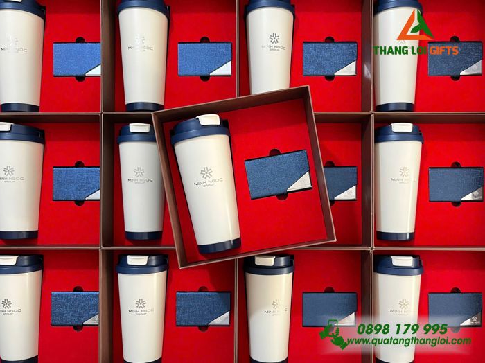 Bộ Quà Tặng (Ly Giữ Nhiệt & Hộp Đựng Namecard) - In Khắc Logo Doanh Nghiệp Minh Ngọc Group 