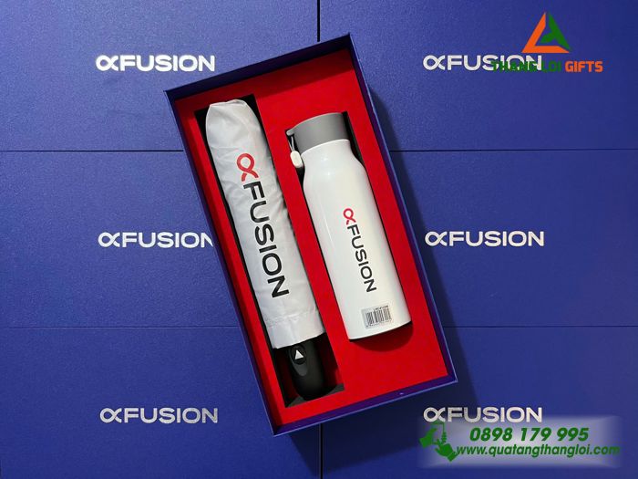 Set Quà Tặng (Ô Dù Cầm Tay+ Bình Lock&Lock) - In Logo FUSION