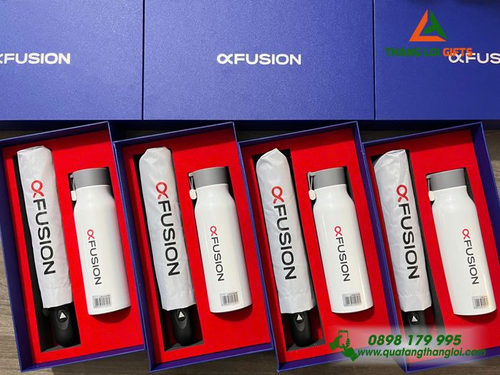 Set Quà Tặng (Ô Dù Cầm Tay+ Bình Lock&Lock) - In Logo FUSION