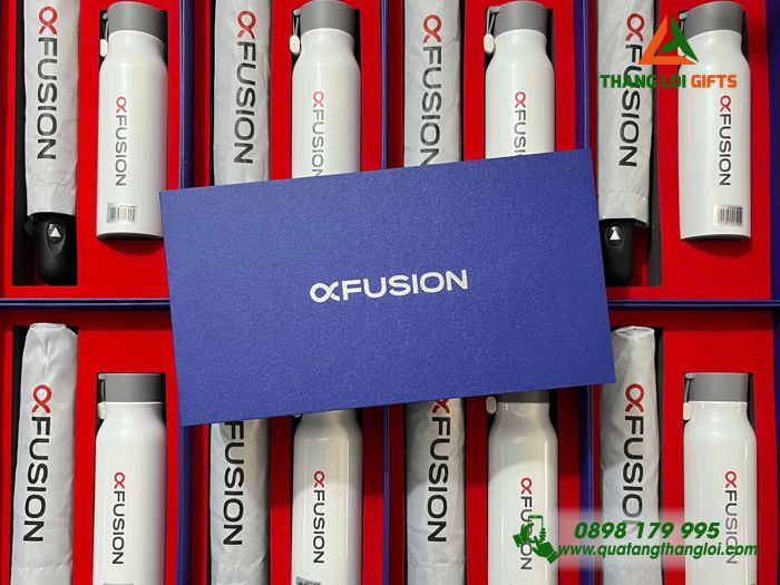 Set Quà Tặng (Ô Dù Cầm Tay+ Bình Lock&Lock) - In Logo FUSION