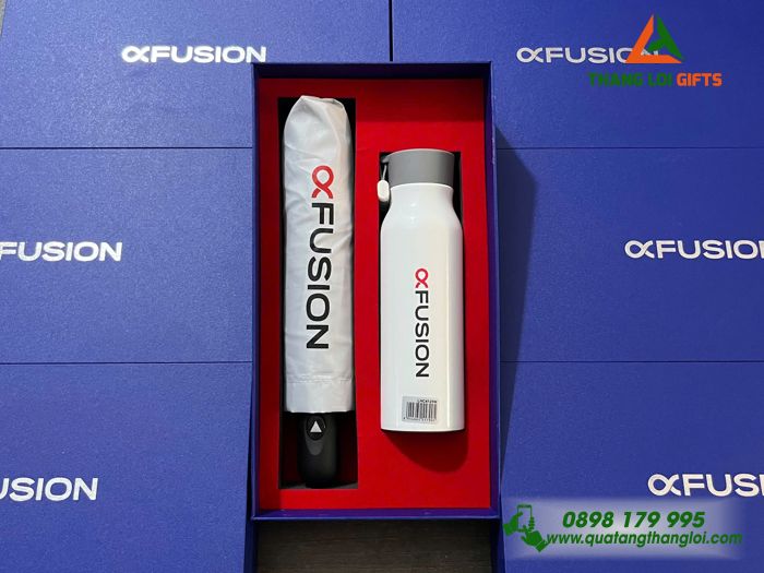 Set Quà Tặng (Ô Dù Cầm Tay+ Bình Lock&Lock) - In Logo FUSION