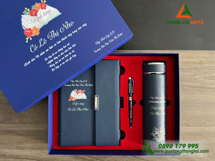 Giftset Bộ Quà Tặng (Sổ+ Bình+ Bút) - In Khắc Nội Dung Làm Quà Ngày Quốc Tế Phụ Nữ 8/3