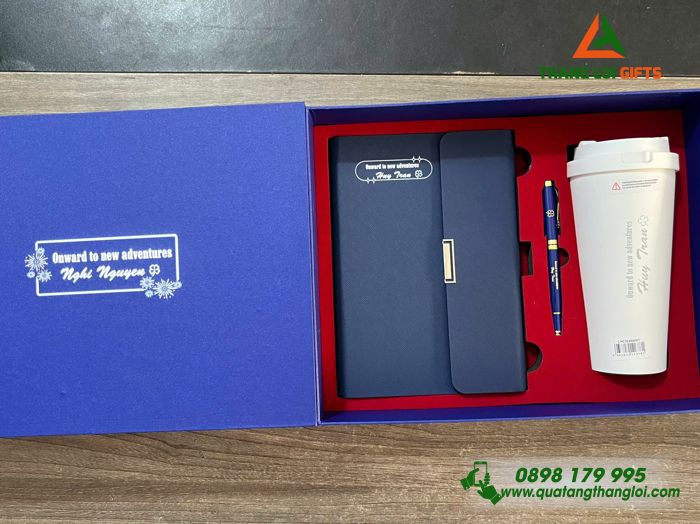 Combo Quà Tặng (Sổ+ Ly Lock+ Bút) - In Khắc Tên Làm Quà Tặng Nhân Ngày 8-3