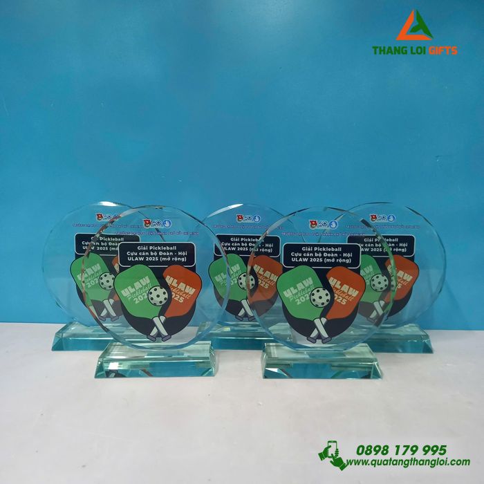 Cúp Pha Lê PICKLEBALL - In Tên, Logo, Hình Ảnh Làm Quà Tặng Vinh Danh