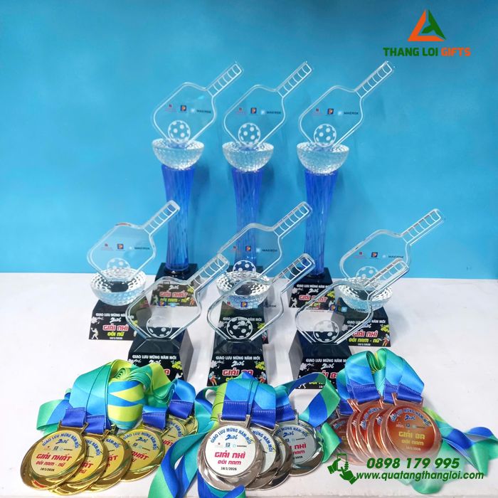 Cúp Pha Lê PICKLEBALL - In Tên, Logo, Hình Ảnh Làm Quà Tặng Vinh Danh