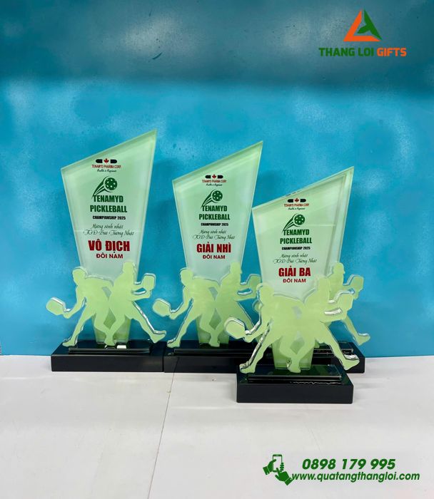 Cúp Pha Lê PICKLEBALL - In Tên, Logo, Hình Ảnh Làm Quà Tặng Vinh Danh