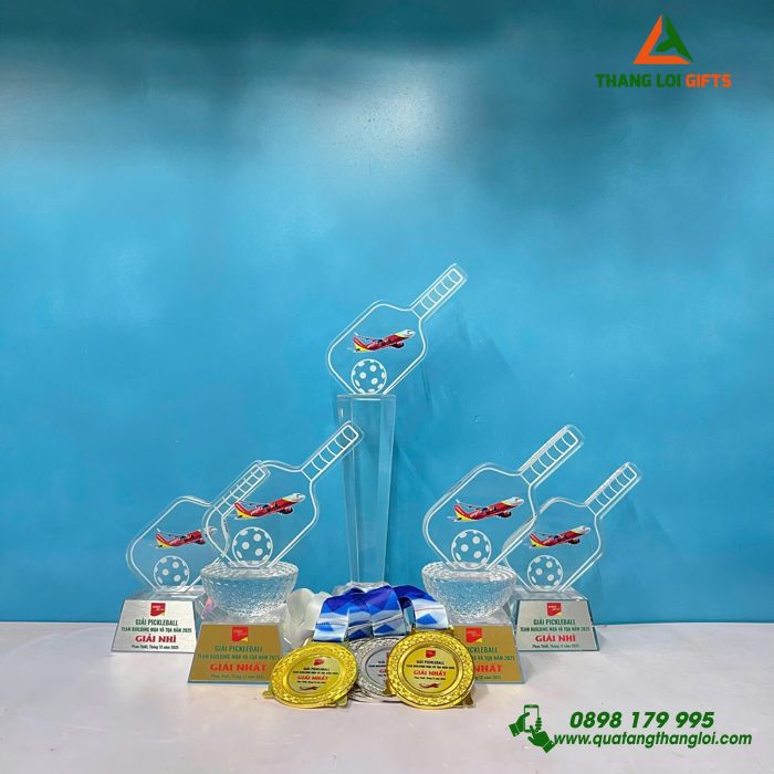 Cúp Pha Lê PICKLEBALL - In Tên, Logo, Hình Ảnh Làm Quà Tặng Vinh Danh