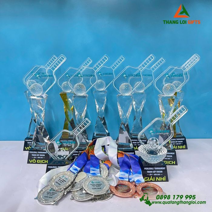Cúp Pha Lê PICKLEBALL - In Tên, Logo, Hình Ảnh Làm Quà Tặng Vinh Danh