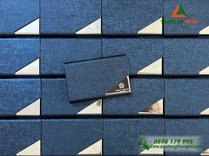 Hộp Đựng Namecard Vát Cạnh Màu Xanh - Khắc Logo Doanh Nghiệp Minh Ngọc Group