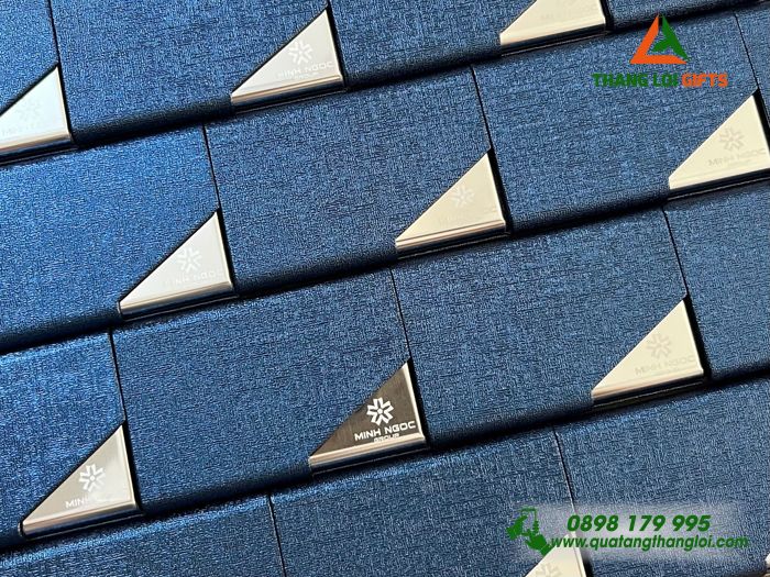 Hộp Đựng Namecard Vát Cạnh Màu Xanh - Khắc Logo Doanh Nghiệp Minh Ngọc Group