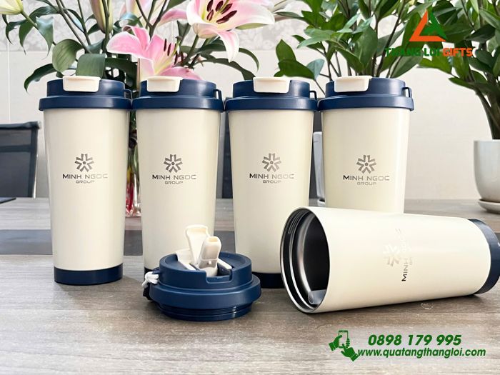 Ly Giữ Nhiệt 530ml Nắp Xanh - Khắc Logo Doanh Nghiệp Minh Ngọc Group