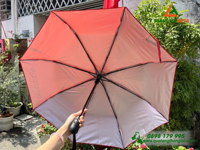 Ô Dù Cầm Tay Gập 3 Màu Đỏ - In Logo FUSION