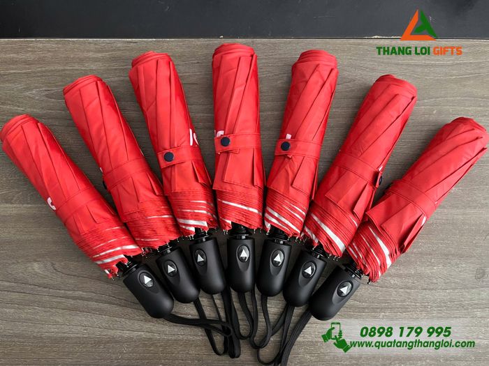 Ô Dù Cầm Tay Gập 3 Màu Đỏ - In Logo FUSION