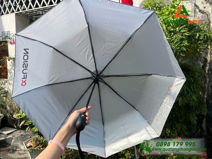 Ô Dù Cầm Tay Gập 3 Màu Xám - In Logo FUSION