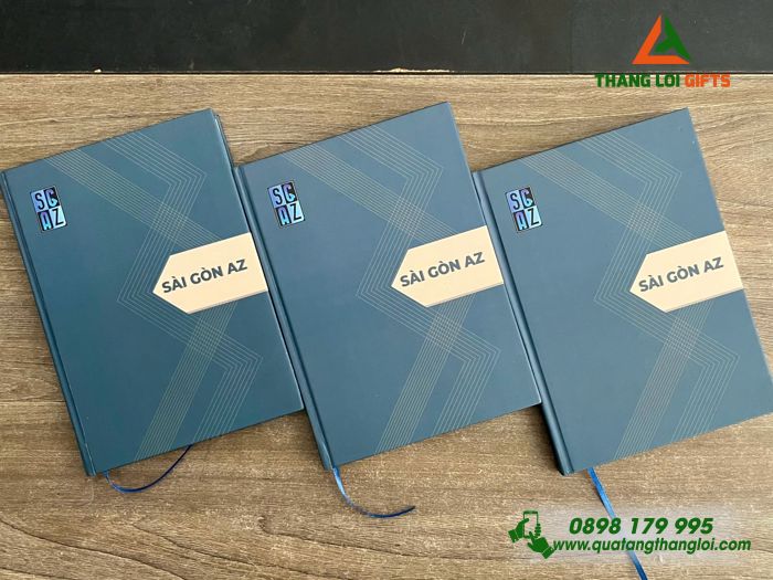 Sổ Tay Dán Gáy Màu Xanh - In Logo Doanh Nghiệp Sài Gòn AZ 