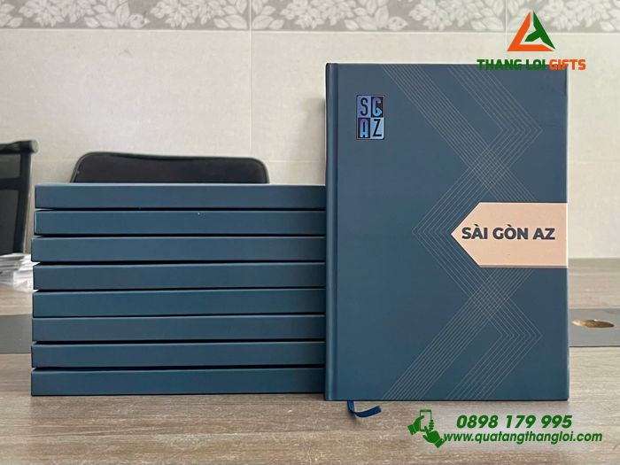Sổ Tay Dán Gáy Màu Xanh - In Logo Doanh Nghiệp Sài Gòn AZ 