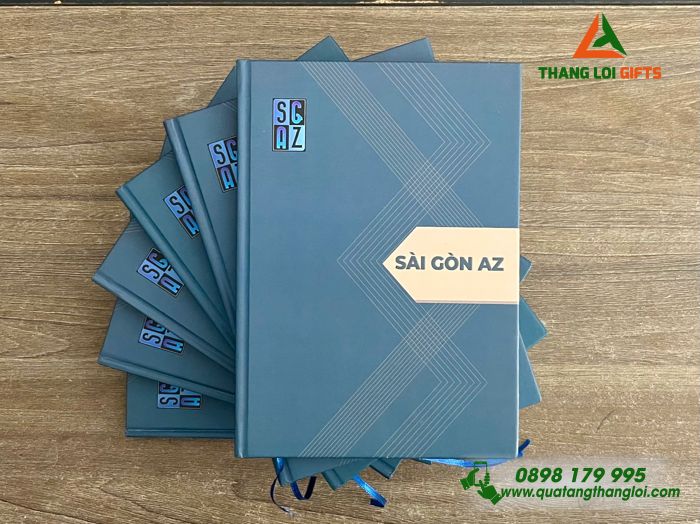 Sổ Tay Dán Gáy Màu Xanh - In Logo Doanh Nghiệp Sài Gòn AZ 