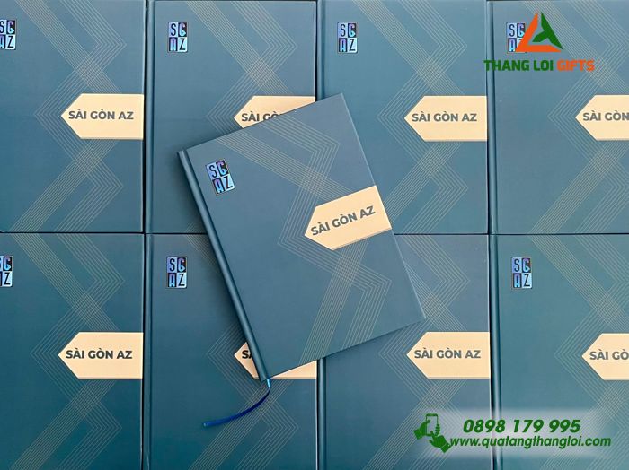 Sổ Tay Dán Gáy Màu Xanh - In Logo Doanh Nghiệp Sài Gòn AZ 