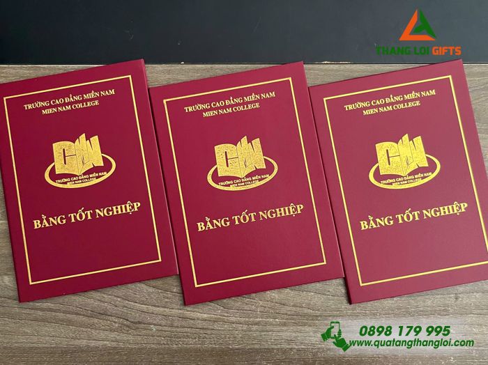 Bìa Đựng Bằng Tốt Nghiệp - Ép Kim Logo Trường Cao Đẳng Miền Nam