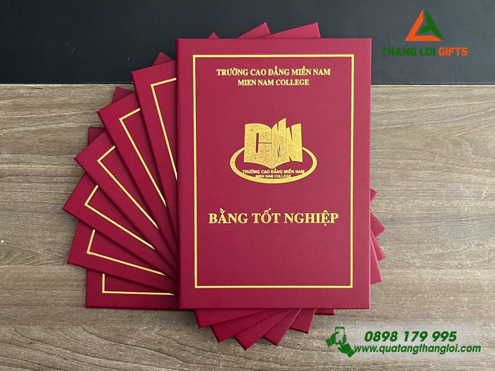 Bìa Đựng Bằng Tốt Nghiệp - Ép Kim Logo Trường Cao Đẳng Miền Nam