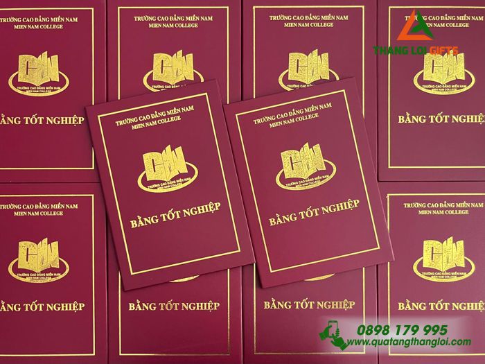 Bìa Đựng Bằng Tốt Nghiệp - Ép Kim Logo Trường Cao Đẳng Miền Nam