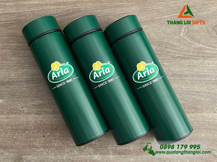 Bình Giữ Nhiệt Màu Xanh Lá - In Logo Doanh Nghiệp Arla
