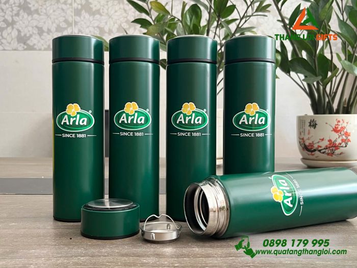 Bình Giữ Nhiệt Màu Xanh Lá - In Logo Doanh Nghiệp Arla