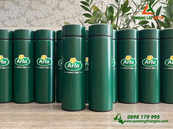 Bình Giữ Nhiệt Màu Xanh Lá - In Logo Doanh Nghiệp Arla