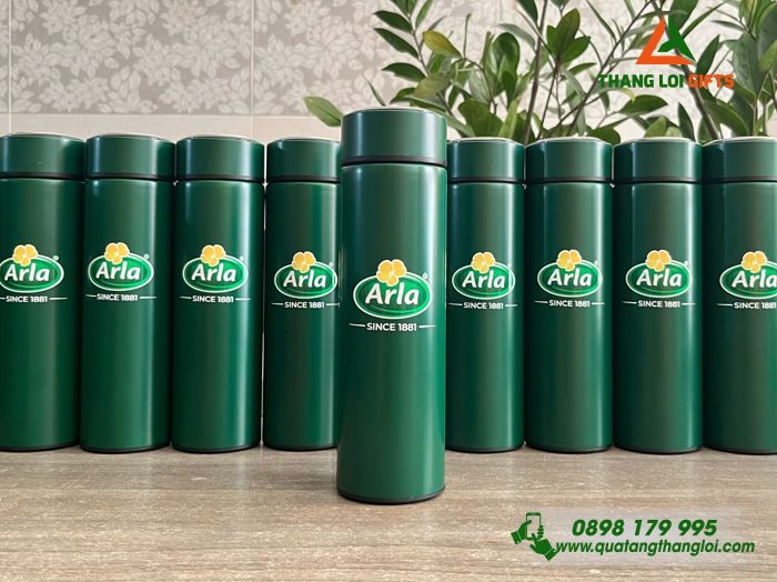 Bình Giữ Nhiệt Màu Xanh Lá - In Logo Doanh Nghiệp Arla