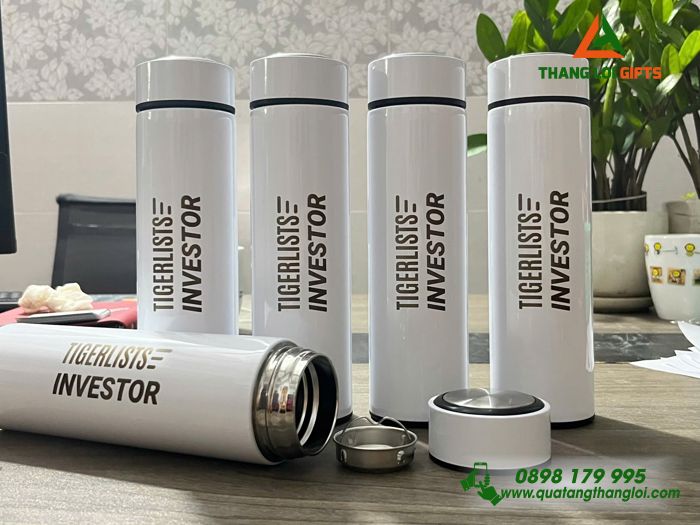 Bình Giữ Nhiệt 500ml Màu Trắng - In Khắc Logo TIGERLISTS INVESTOR