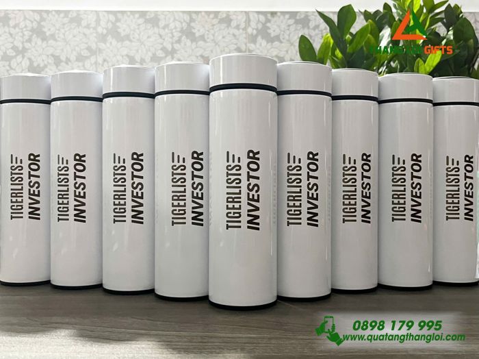 Bình Giữ Nhiệt 500ml Màu Trắng - In Khắc Logo TIGERLISTS INVESTOR