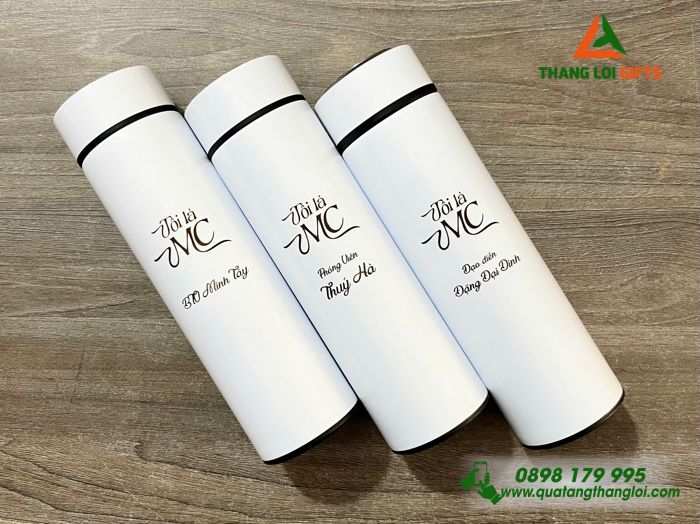 Bình Giữ Nhiệt Màu Trắng - Khắc Logo Chương Trình Tôi Là MC