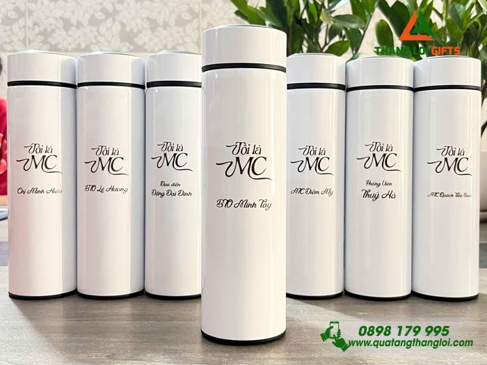 Bình Giữ Nhiệt Màu Trắng - Khắc Logo Chương Trình Tôi Là MC
