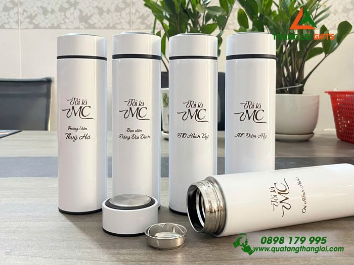 Bình Giữ Nhiệt Màu Trắng - Khắc Logo Chương Trình Tôi Là MC