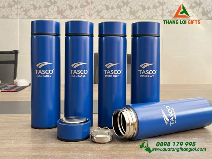 Bình Giữ Nhiệt Màu Xanh - Khắc Logo Công Ty Bảo Hiểm Tasco Insurance