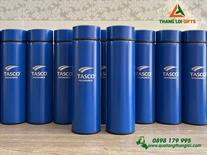 Bình Giữ Nhiệt Màu Xanh - Khắc Logo Công Ty Bảo Hiểm Tasco Insurance