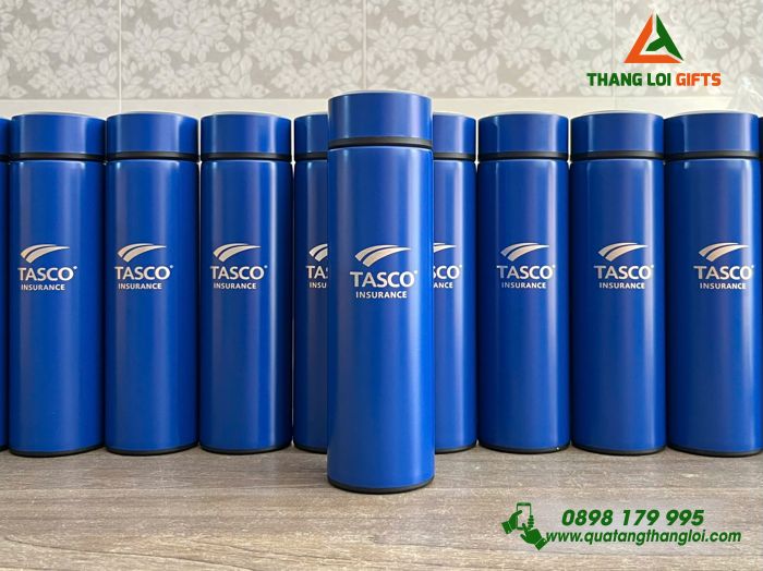Bình Giữ Nhiệt Màu Xanh - Khắc Logo Công Ty Bảo Hiểm Tasco Insurance