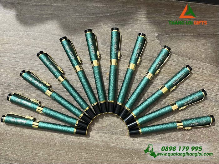 Bút Ký Kim Loại Khoen Cài Hình Đầu Rồng - Khắc Logo Doanh Nghiệp Liên Việt Xanh