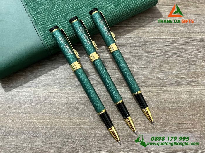 Bút Ký Kim Loại Khoen Cài Hình Đầu Rồng - Khắc Logo Doanh Nghiệp Liên Việt Xanh