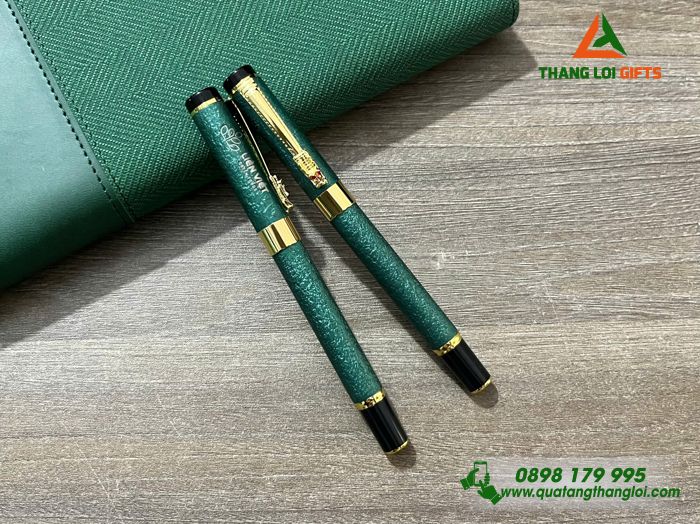 Bút Ký Kim Loại Khoen Cài Hình Đầu Rồng - Khắc Logo Doanh Nghiệp Liên Việt Xanh