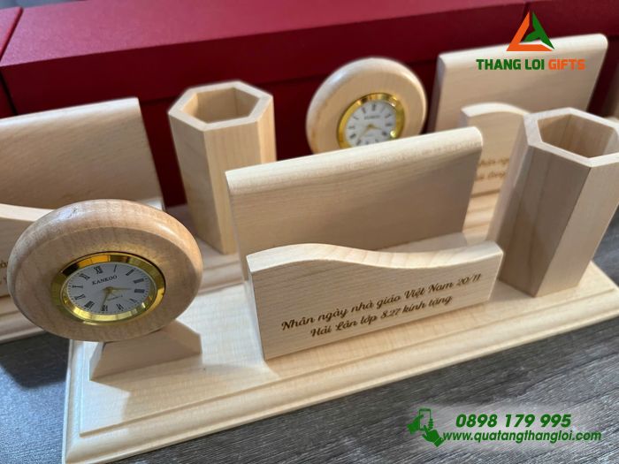 Đồng Hồ Gỗ Để Bàn - Khắc Logo Làm Quà Tặng Thầy Cô Giáo