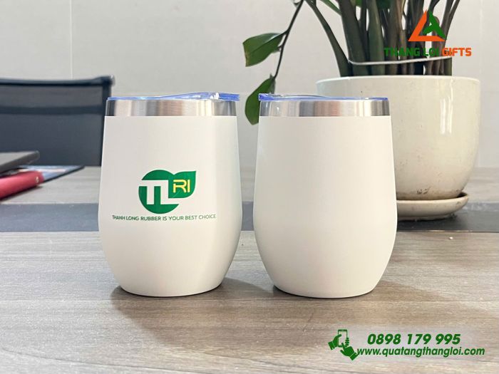 Ly Giữ Nhiệt 350ml Màu Trắng - In Logo Doanh Nghiệp Thành Long