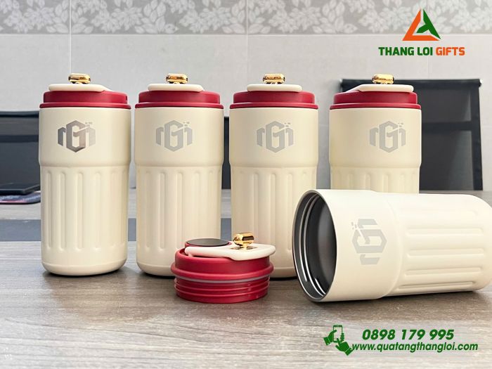 Ly Giữ Nhiệt 460ml Nắp Đỏ - In Khắc Logo Doanh Nghiệp Minh Cảng