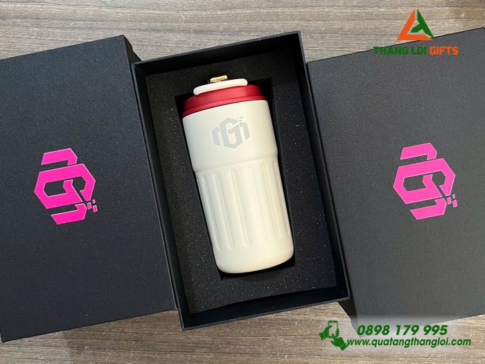 Ly Giữ Nhiệt 460ml Nắp Đỏ - In Khắc Logo Doanh Nghiệp Minh Cảng