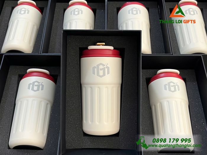 Ly Giữ Nhiệt 460ml Nắp Đỏ - In Khắc Logo Doanh Nghiệp Minh Cảng