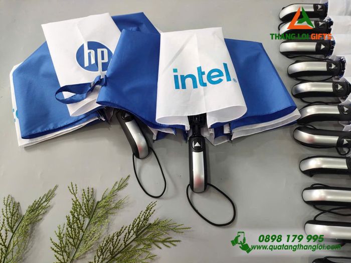 Ô Dù Cầm Tay Gập 3 - In Logo Thương Hiệu HP INTEL