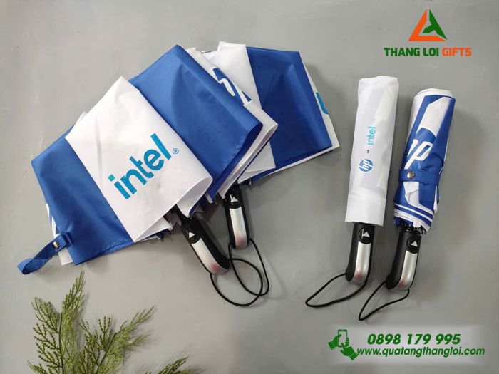 Ô Dù Cầm Tay Gập 3 - In Logo Thương Hiệu HP INTEL